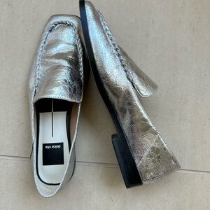 Dolce Vita Beny Metallic Silver Leather Square-Toe Loafers